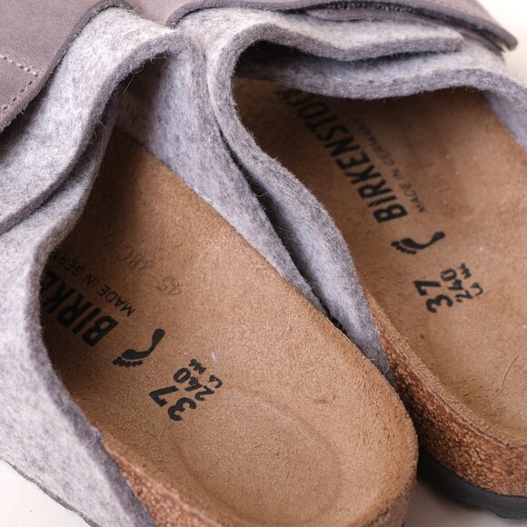 Birkenstock Kyoto Light Gray 37N US 6 UK 4.5 Sandals Narrow Wool Felt Leather - Picture 3 of 5